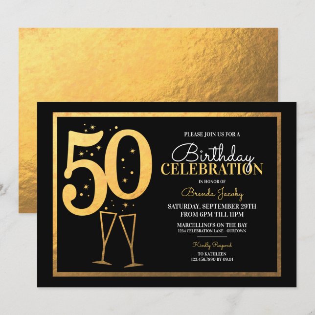 50th Birthday Party Invitations (Front/Back)