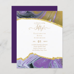 50th Birthday Party Invitations Glitter Glamour