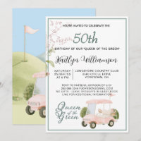 50th Birthday Party Lady Golfer Theme Invitation