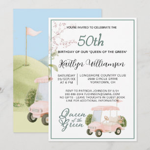 50th Birthday Party Lady Golfer Theme Invitation