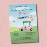 *50th Birthday Party Lady Golfer Theme Invitation