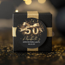  50th Birthday Party Modern Black and Gold