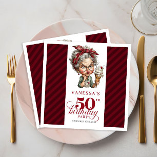 50th Birthday Party Napkins Funny Quirky Old Lady