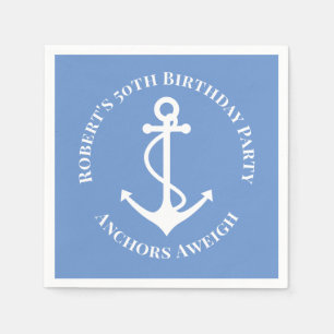 50th Birthday Party Nautical Anchor Napkin
