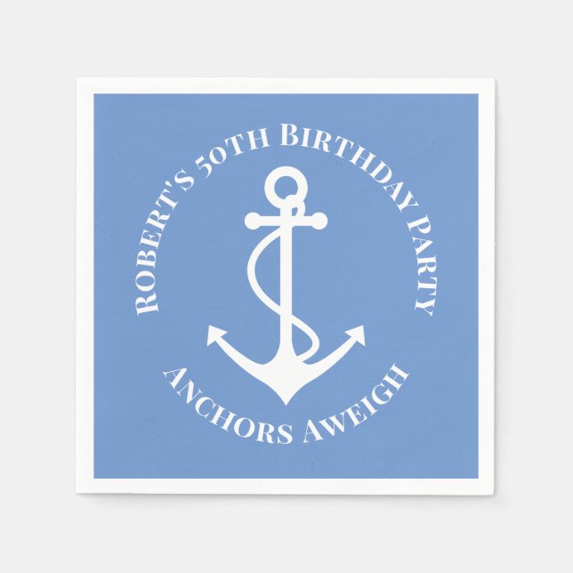 50th Birthday Party Nautical Anchor Napkin (Front)