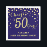 50th Birthday Party Navy Blue and Gold Diamond Napkin<br><div class="desc">50th Birthday Party Invitation with Navy Blue and Gold Glitter Diamond Background. Gold Confetti. Adult Birthday. Man or Woman Birthday. For further customization,  please click the "Customize it" button and use our design tool to modify this template.</div>