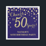 50th Birthday Party Navy Blue and Gold Diamond Napkin<br><div class="desc">50th Birthday Party Invitation with Navy Blue and Gold Glitter Diamond Background. Gold Confetti. Adult Birthday. Man or Woman Birthday. For further customization,  please click the "Customize it" button and use our design tool to modify this template.</div>