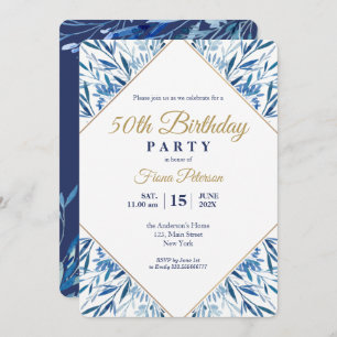 50th Birthday party Photo on back invitation