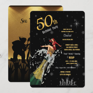 50th Birthday Party Popping the Champagne Cork Inv Invitation