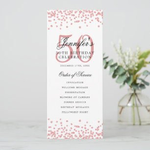 50th Birthday Party Programme Merci U Rose Gold