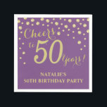 50th Birthday Party Purple and Gold Diamond Napkin<br><div class="desc">50th Birthday Party Invitation with Purple and Gold Glitter Diamond Background. Gold Confetti. Adult Birthday. Man or Woman Birthday. For further customization,  please click the "Customize it" button and use our design tool to modify this template.</div>