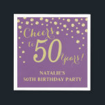 50th Birthday Party Purple and Gold Diamond Napkin<br><div class="desc">50th Birthday Party Invitation with Purple and Gold Glitter Diamond Background. Gold Confetti. Adult Birthday. Man or Woman Birthday. For further customization,  please click the "Customize it" button and use our design tool to modify this template.</div>