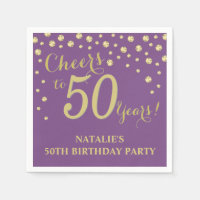 50th Birthday Party Purple and Gold Diamond