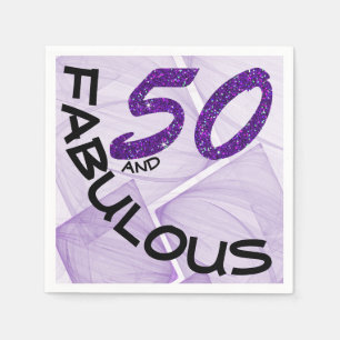 50th Birthday Party Purple Glitter Typography Napkin