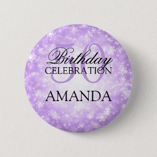 50th Birthday Party Purple Winter Wonderland 2 Inch Round Button