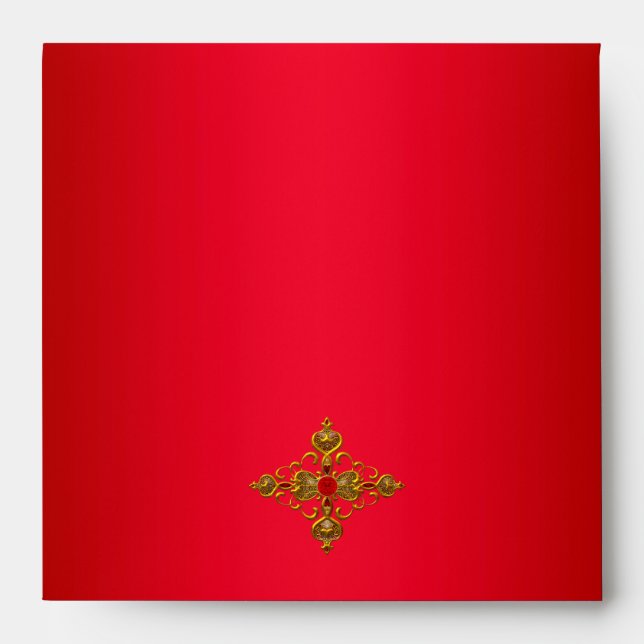 50th Birthday Party Red Zebra Gold Black 2 Envelope (Front)