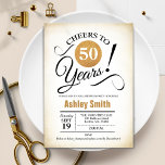 50th Birthday Party -  Retro Gold Black White Invitation<br><div class="desc">50th birthday party invitation for men or women. Elegant invite card with faux gold foil and retro creamy background. Features typography script font. Cheers to 50 years! Can be personalized into any year. Perfect for a milestone adult bday celebration.</div>