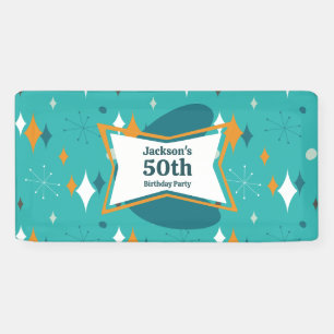 50th Birthday Party Retro Mid Century Any Age Banner