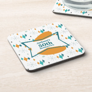 50th Birthday Party Retro Mid Century Any Age Coaster