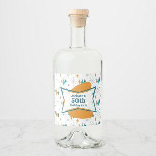 50th Birthday Party Retro Mid Century Any Age Liquor Bottle Label