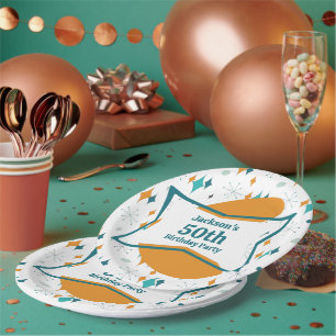 50th Birthday Party Retro Mid Century Any Age Paper Plate
