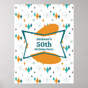 50th Birthday Party Retro Mid Century Any Age Poster