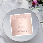 50th birthday party rose gold 50 years napkin<br><div class="desc">A napkin for a girly and glamorous 50th birthday party.  A rose gold background with an elegant faux rose gold drips paint drip look. The text: The name is written in dark rose gold with a large modern hand lettered style script. Template for name,  age 50 and a date.</div>