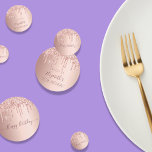 50th birthday party rose gold glitter drips pink confetti<br><div class="desc">Girly and feminine confetti for your 50th birthday party table setting. A rose gold faux metallic, foil looking background decorated with faux rose gold glitter drips. Templates for a date and name/age 50. Dark rose gold colored letters. Some confetti chips with name and date, others with the text: Happy Birthday...</div>