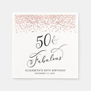 50th Birthday Party Rose Gold Glitter Napkin