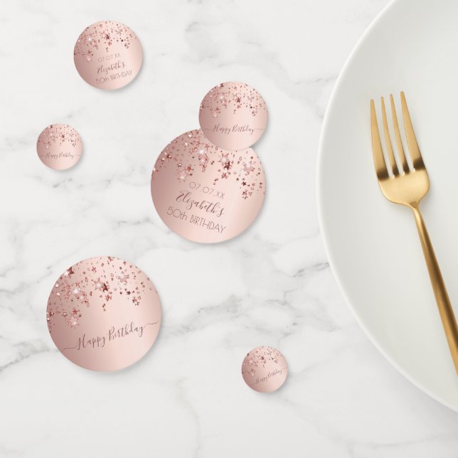 50th birthday party rose gold pink stars glam confetti (Group)