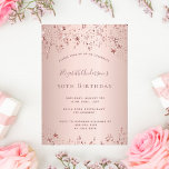 50th birthday party rose gold stars sprinkle invitation<br><div class="desc">A modern,  stylish and glamourous invitation for a woman's 50th birthday party.  A faux rose gold metallic looking background with an elegant faux rose gold twinkling stars. The name is written with a modern dark rose gold coloured hand lettered style script.  Templates for your party details.</div>