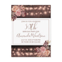 50th Birthday Party Rustic String Lights Florals