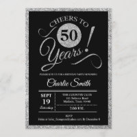 50th Birthday Party - Silver Black ANY AGE