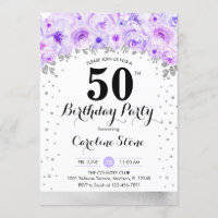 50th Birthday Party - Silver Purple Flowers
