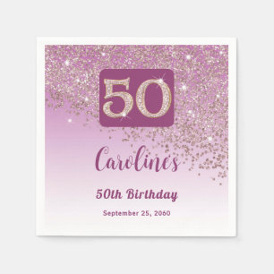 50th Birthday Party Sparkle Rose Gold Glitter Napkin