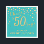 50th Birthday Party Teal and Gold Diamond Napkins<br><div class="desc">50th Birthday Party Invitation with Teal and Gold Glitter Diamond Background. Gold Confetti. Adult Birthday. Man or Woman Birthday. For further customization,  please click the "Customize it" button and use our design tool to modify this template.</div>