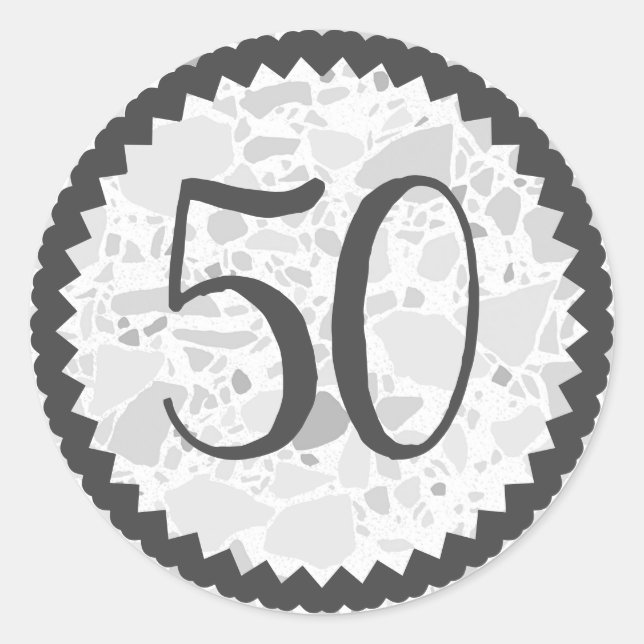 50th Birthday Party Terrazzo Texture  - custom Classic Round Sticker (Front)