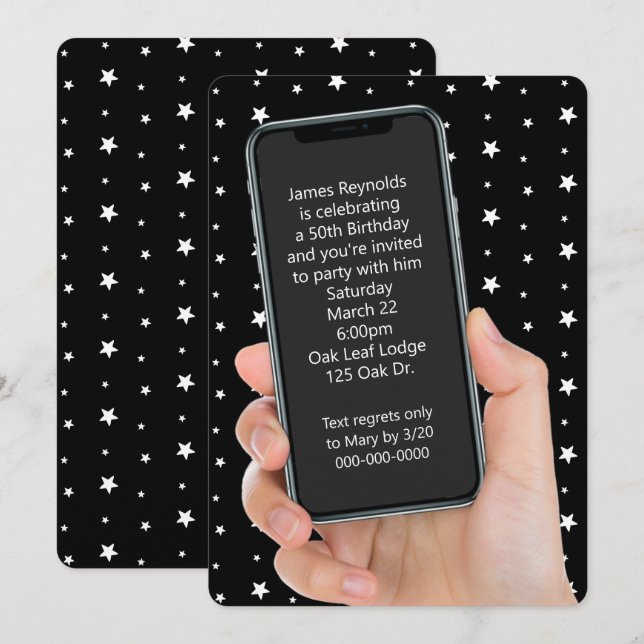 50th Birthday Party Text Message Invitation (Front/Back)