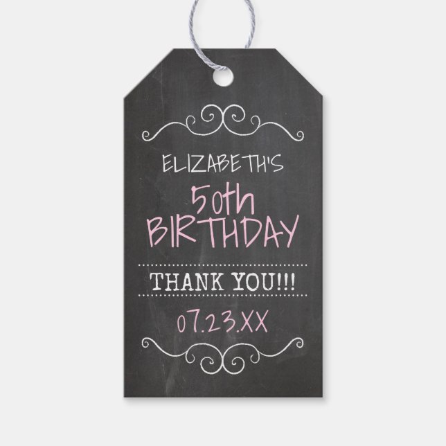 50th Birthday Party Thank You Guest Favour Gift Tags (Front)