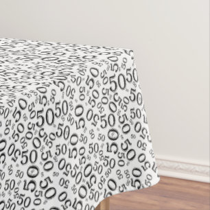 50th Birthday Party Theme, Black and White Tablecloth