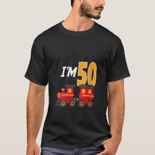 50th Birthday Party Train Toy 50 Year Old Funny B  T-Shirt