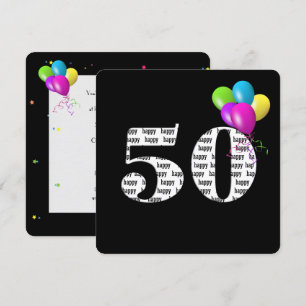 50th Birthday Party with balloon bunch Invitation