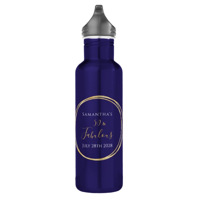 50th Birthday Personalized 50 and Fabulous Blue 710 Ml Water Bottle (Right)
