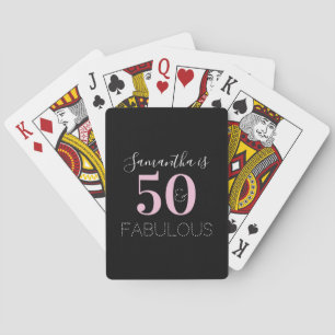 50th Birthday Personalized Black Pink Playing Cards