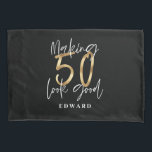 50th birthday personalized favor gift black gold pillowcase<br><div class="desc">50th birthday personalized favor gift black and gold effect chic modern design.</div>