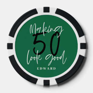 50th birthday personalized favour gift modern poker chips