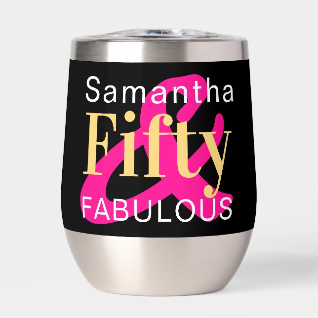 50th Birthday Personalized Fifty Fabulous Hot Pink (Front)