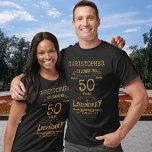 50th Birthday Personalized Men Black And Gold T-Shirt<br><div class="desc">A vintage birthday T-shirt with a heartfelt message. Add the name and change the year using the template.</div>