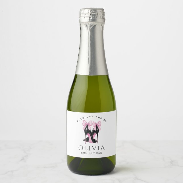 50th Birthday Personalized Party Favour Sparkling Wine Label (Front)