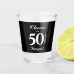 50th Birthday Personalized Shot Glass<br><div class="desc">Personalized shot glasses feature Cheers,  the birthday year and name of the birthday honoree. Fill with candy and wrap with cellophane and a ribbon to give out as party favour keepsakes or pass out shots at your event. MATCHING items in our store.</div>